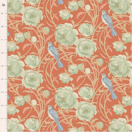 Songbird Collection- Cora- Tilda- 100642-Coral- Cotton Quilting Fabric- Lane to Grace