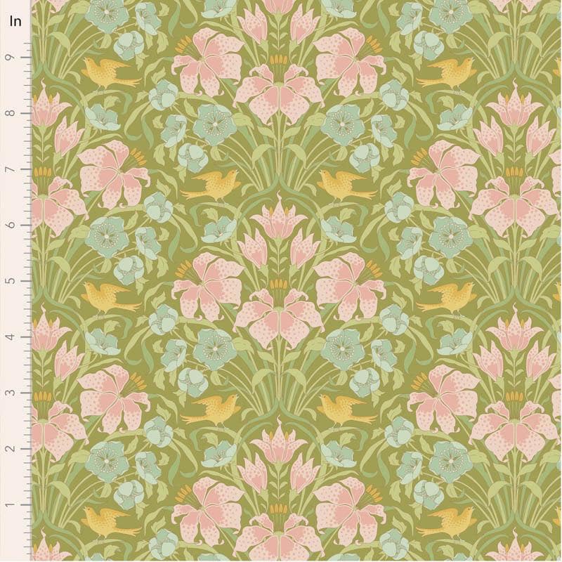 Songbird Collection- Songbird- Tilda- 100649-Green- Cotton Quilting Fabric- Lane to Grace
