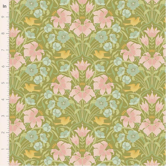 Songbird Collection- Songbird- Tilda- 100649-Green- Cotton Quilting Fabric- Lane to Grace