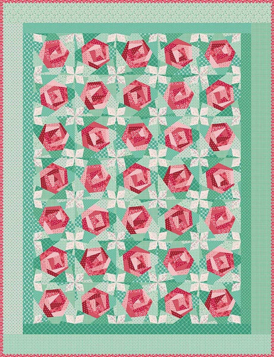 Paper Roses 10" Quilt Block Foundation Paper- It's Sew Emma-ISE7021-Lane to Grace