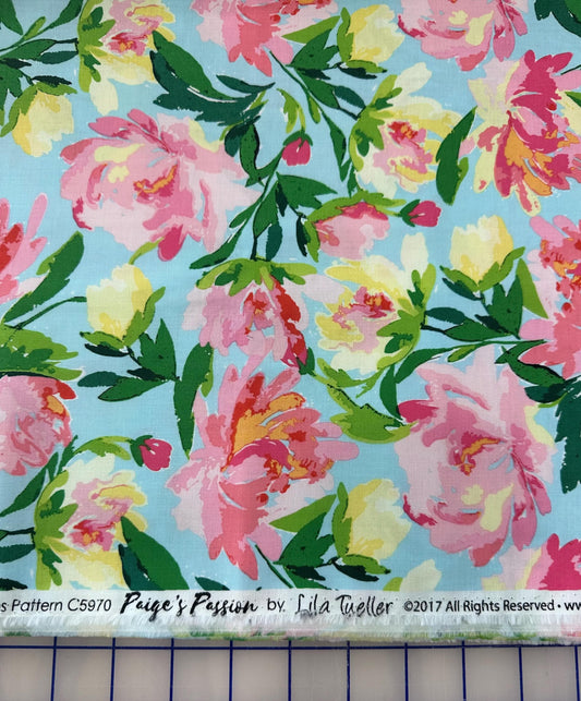 Paige's Passion by Lila Tueller- C5970-Blue- for Riley Blake-OOP-Quilting Cotton