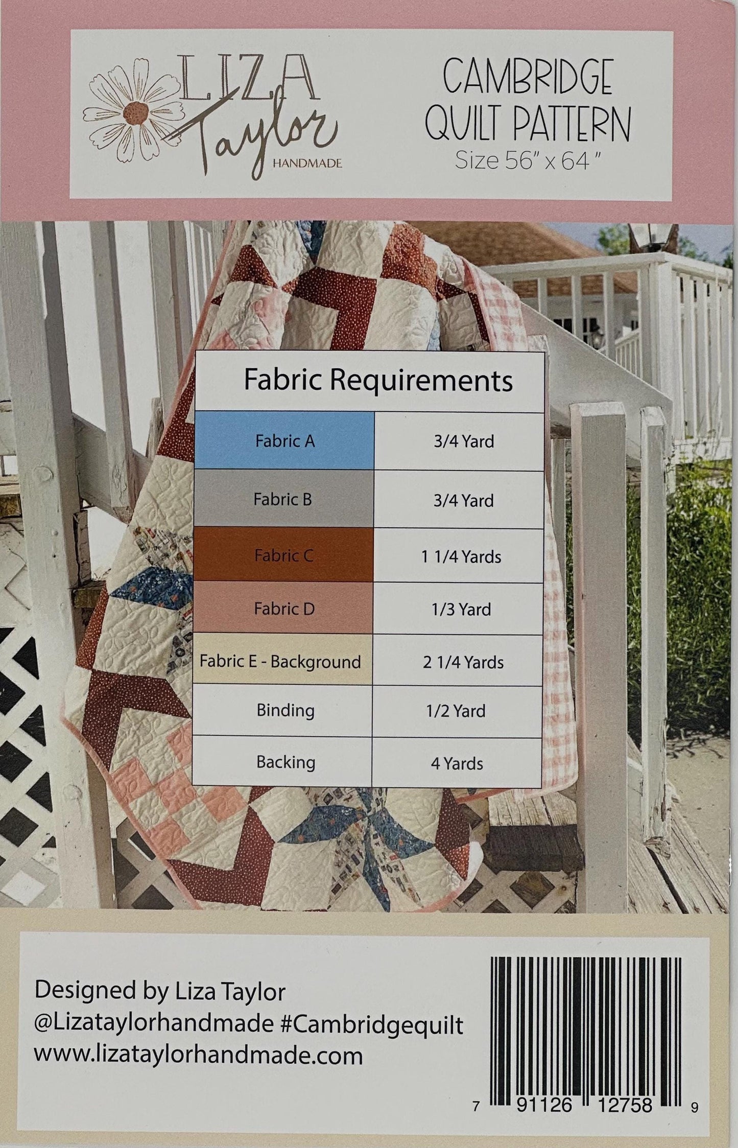 Cambridge Quilt Pattern by Liza Taylor- Paper Pattern- P260-Cambridge- Lane to Grace