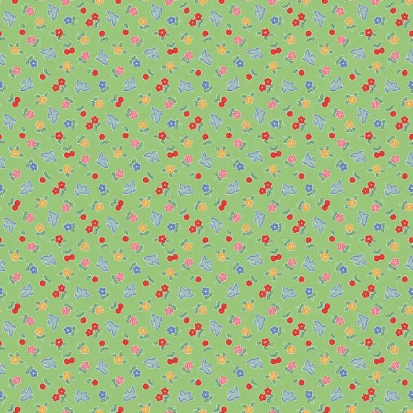 Bluebells and Buttercups- Poppie Cotton- BL26873- Cheery Bluebird- Mint