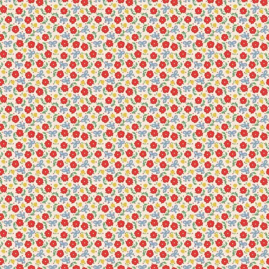Bluebells and Buttercups- Poppie Cotton- BL26868- Hey Darlin- Red