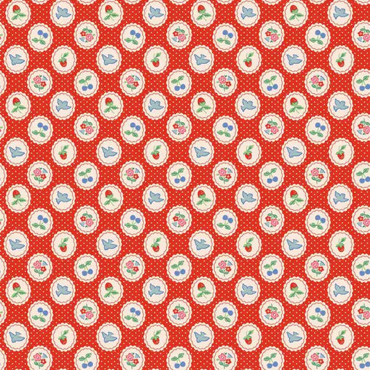 Bluebells and Buttercups- Poppie Cotton- BL26872- Chirp and Charm- Red