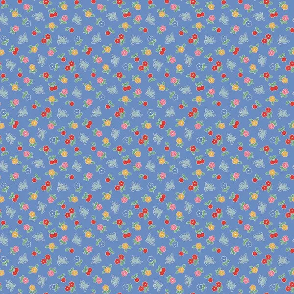 Bluebells and Buttercups- Poppie Cotton- BL26875- Cheery Bluebird- Periwinkle