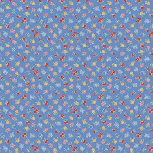 Bluebells and Buttercups- Poppie Cotton- BL26875- Cheery Bluebird- Periwinkle