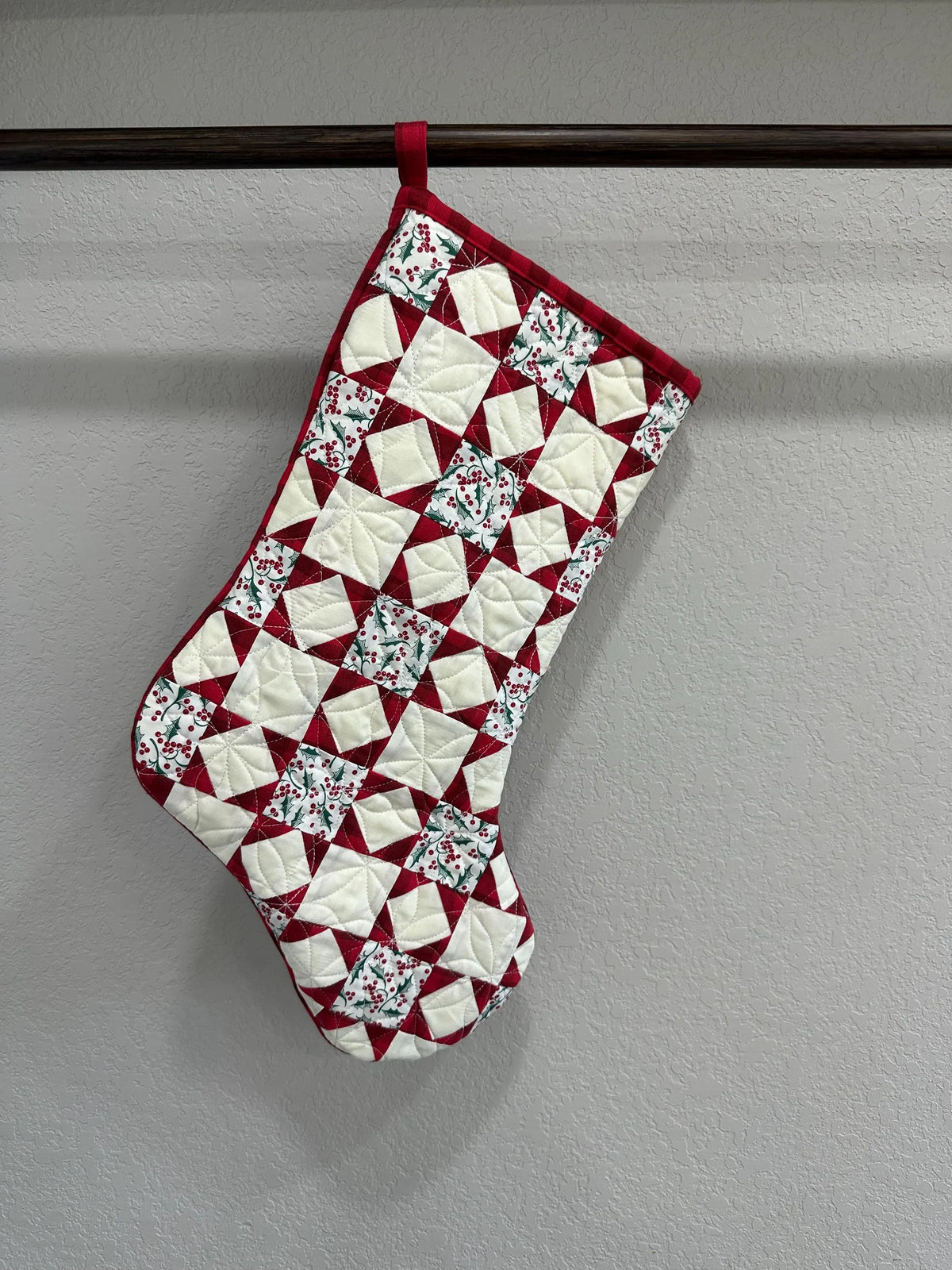 Handmade Patchwork Star Christmas Stocking: Merry Little Christmas