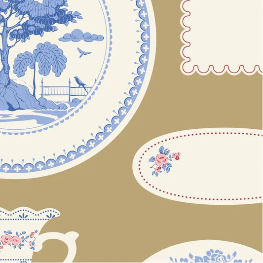 Something Blue Blenders- Tilda- 110172- Labels and Ornaments- Ochre - Cotton Quilting Fabric- Lane to Grace