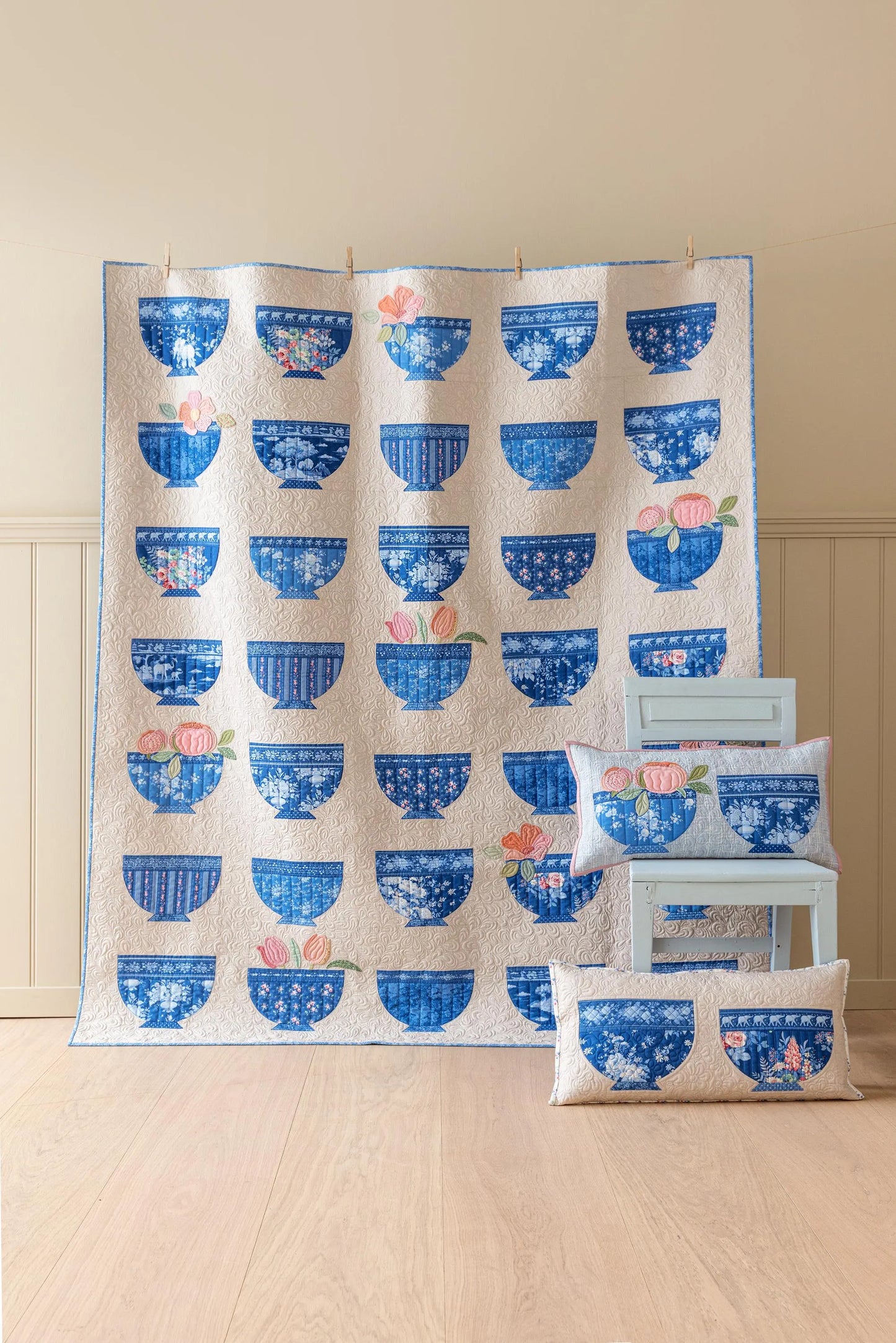 PRE-ORDER-Something Blue Bowl Collection Quilt Kit- Putty- Tilda- Cotton Quilting Fabric-