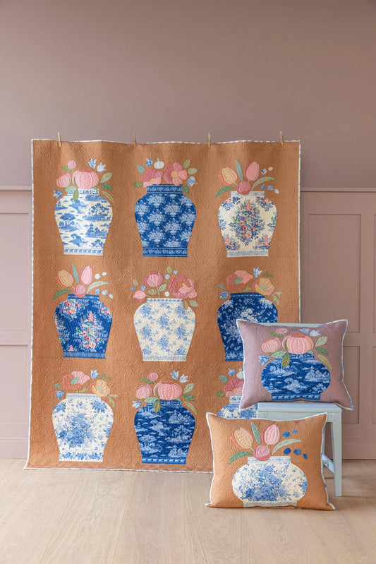 Something Blue Ginger Jar Quilt Kit- Tea- Tilda