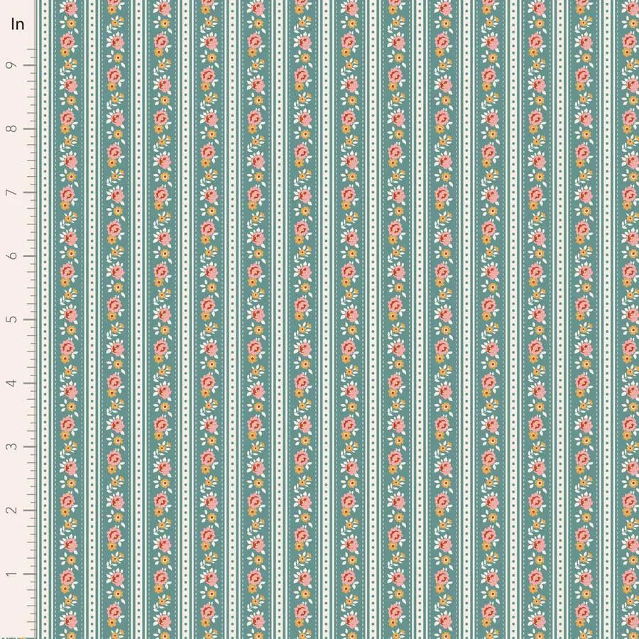 PREORDER Village Life- Agnes- Tilda- 100690- Teal- Cotton Quilting Fabric- Lane to Grace- Ships OCT 2026