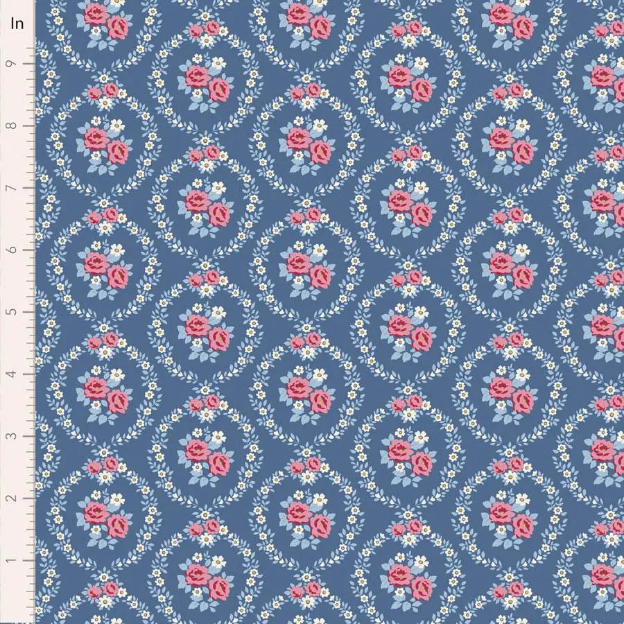 PREORDER Village Life- Mable- Tilda- 100697- Blue- Cotton Quilting Fabric- Lane to Grace- Ships OCT 2026