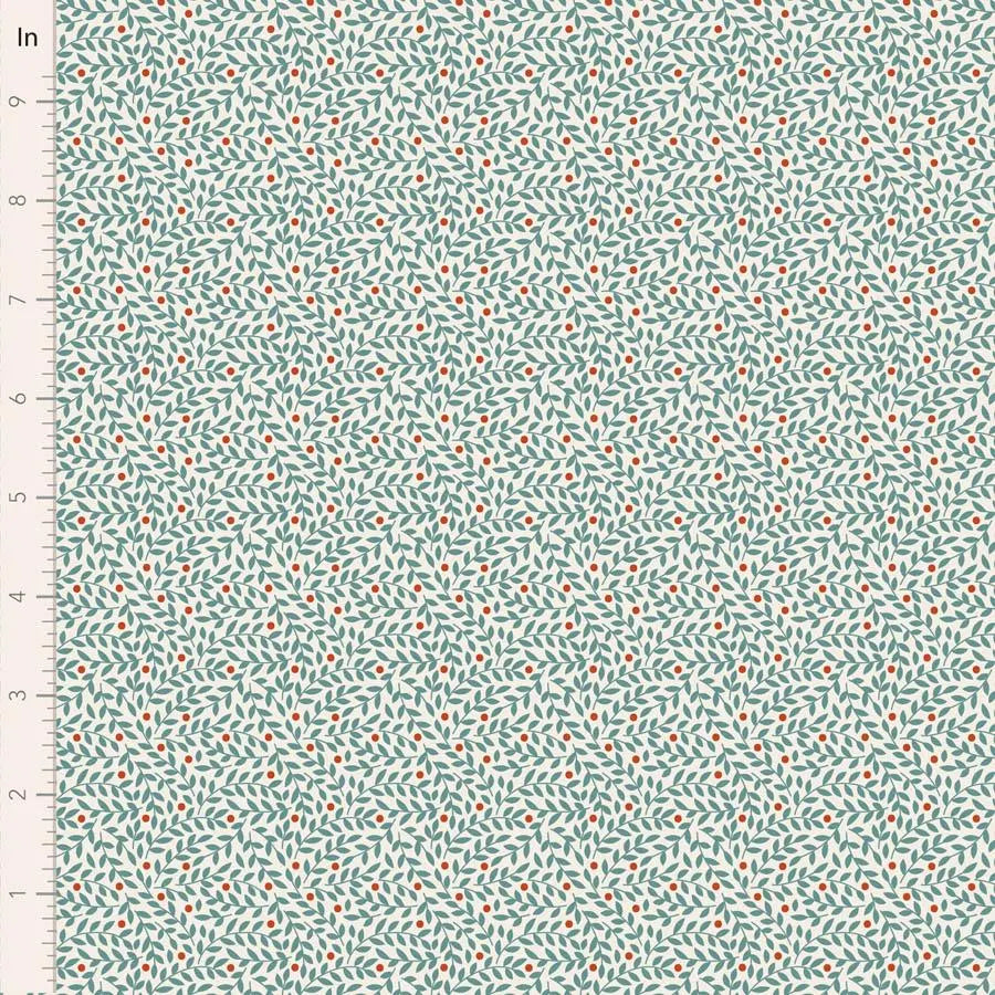 PREORDER Village Life Blenders- Lillian- Tilda- 110177- Teal- Cotton Quilting Fabric- Lane to Grace- Ships OCT 2026