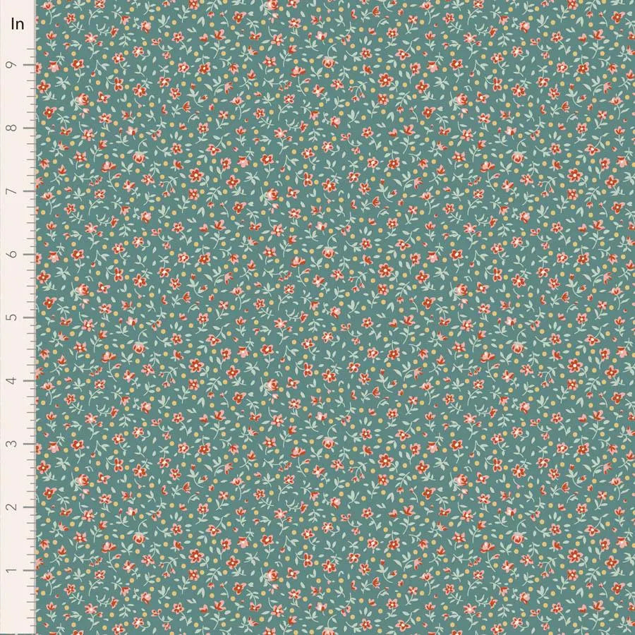 PREORDER Village Life Blenders- Mae- Tilda- 110178- Teal- Cotton Quilting Fabric- Lane to Grace- Ships OCT 2026