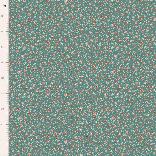 PREORDER Village Life Blenders- Mae- Tilda- 110178- Teal- Cotton Quilting Fabric- Lane to Grace- Ships OCT 2026