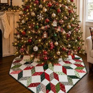 Handmade Quilted Christmas Tree Skirt - (54 inch)