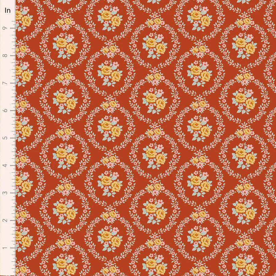 PREORDER Village Life- Mable- Tilda- 100682- Rust- Cotton Quilting Fabric- Lane to Grace- Ships OCT 2026