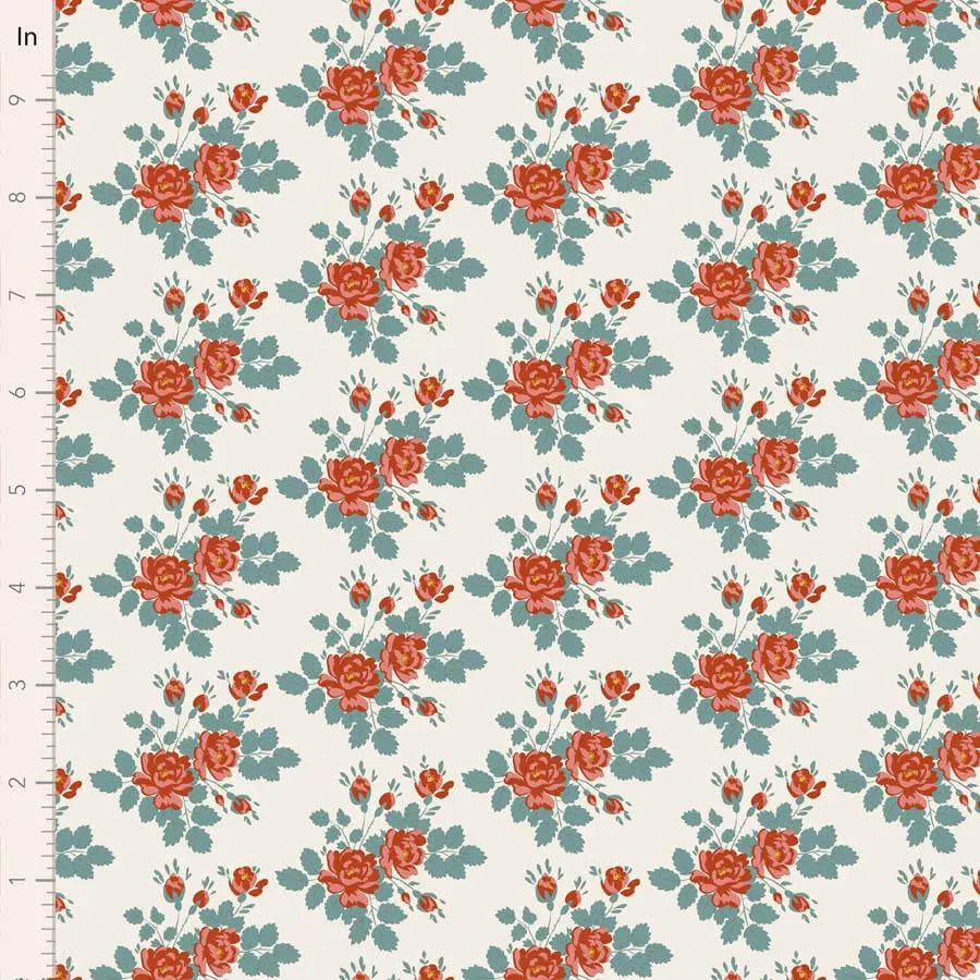 PREORDER Village Life- Myrtle- Tilda- 100688- Teal- Cotton Quilting Fabric- Lane to Grace- Ships OCT 2026