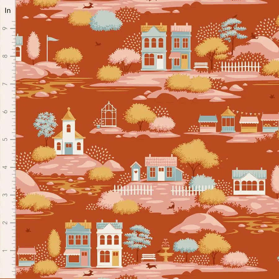 PREORDER Village Life Blenders- Village- Tilda- 110179- Rust- Cotton Quilting Fabric- Lane to Grace- Ships OCT 2026