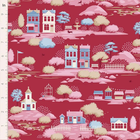 PREORDER Village Life Blenders- Village- Tilda- 110186- Burgundy- Cotton Quilting Fabric- Lane to Grace- Ships OCT 2026